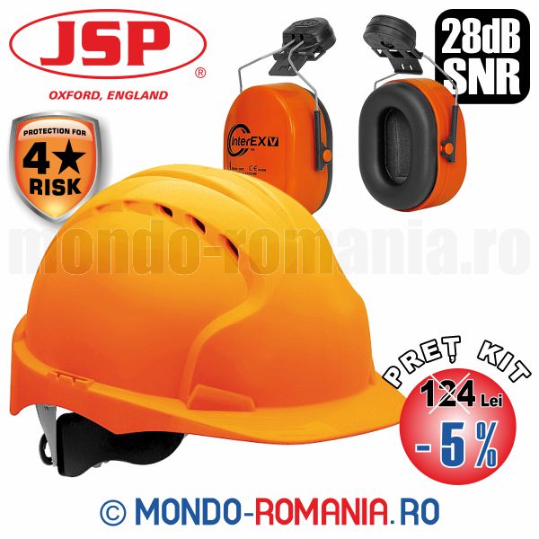 Antifoane JSP INTEREX cu montare pe casca JSP EVO3- Casti antifon cu casca de protectie